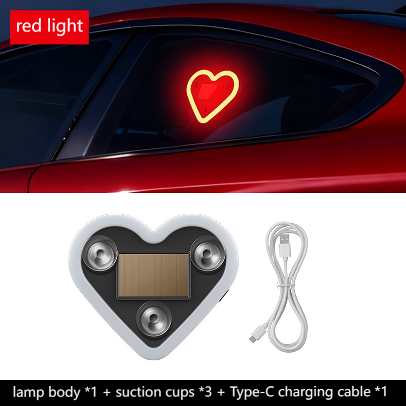 Car solar triangle window peach heart atmosphere light, interior decoration heart heart atmosphere light, heart-shaped LED neon light by Dropsure