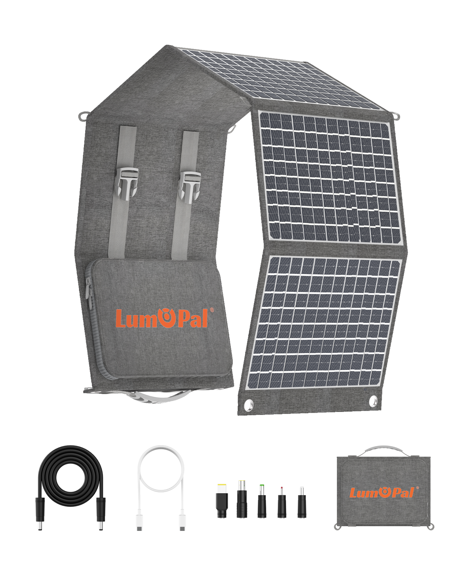 LUMOPAL: 60W Portable Foldable Waterproof Solar Panel - Gray by Lumopal