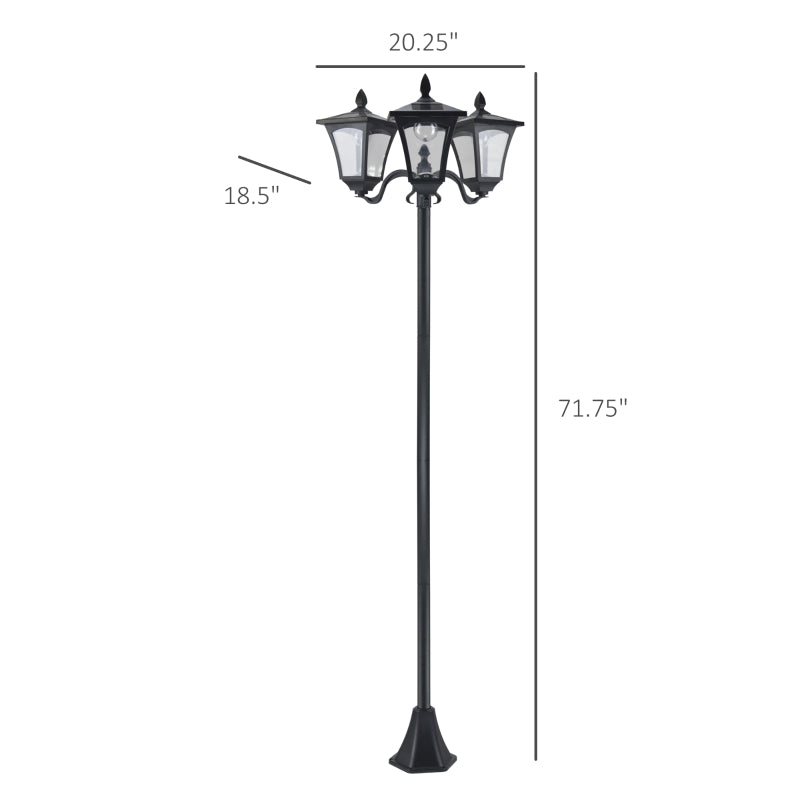 Outsunny 92.5" Outdoor Lamp Post Light, Solar-Powered Streetlight, w/ Clear Glass, Black by Dropsure