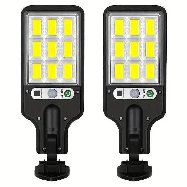 2 - Pack: Solar Outdoor Security Street Lighting, 3 Modes With Wireless Motion Sensing and Remote Control - GJB PRODUCTS