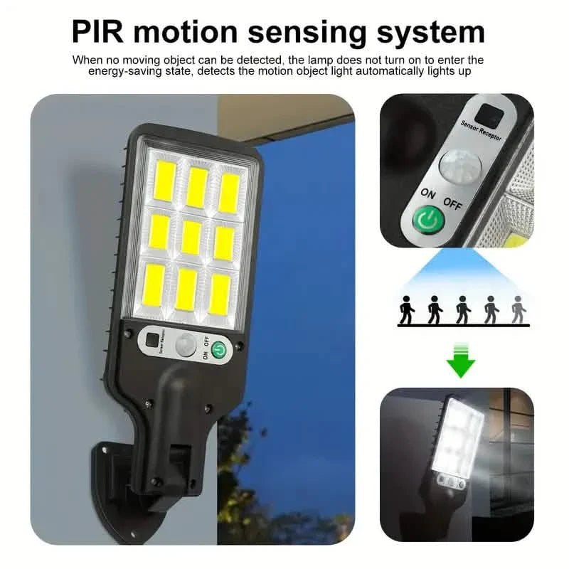 2 - Pack: Solar Outdoor Security Street Lighting, 3 Modes With Wireless Motion Sensing and Remote Control - GJB PRODUCTS