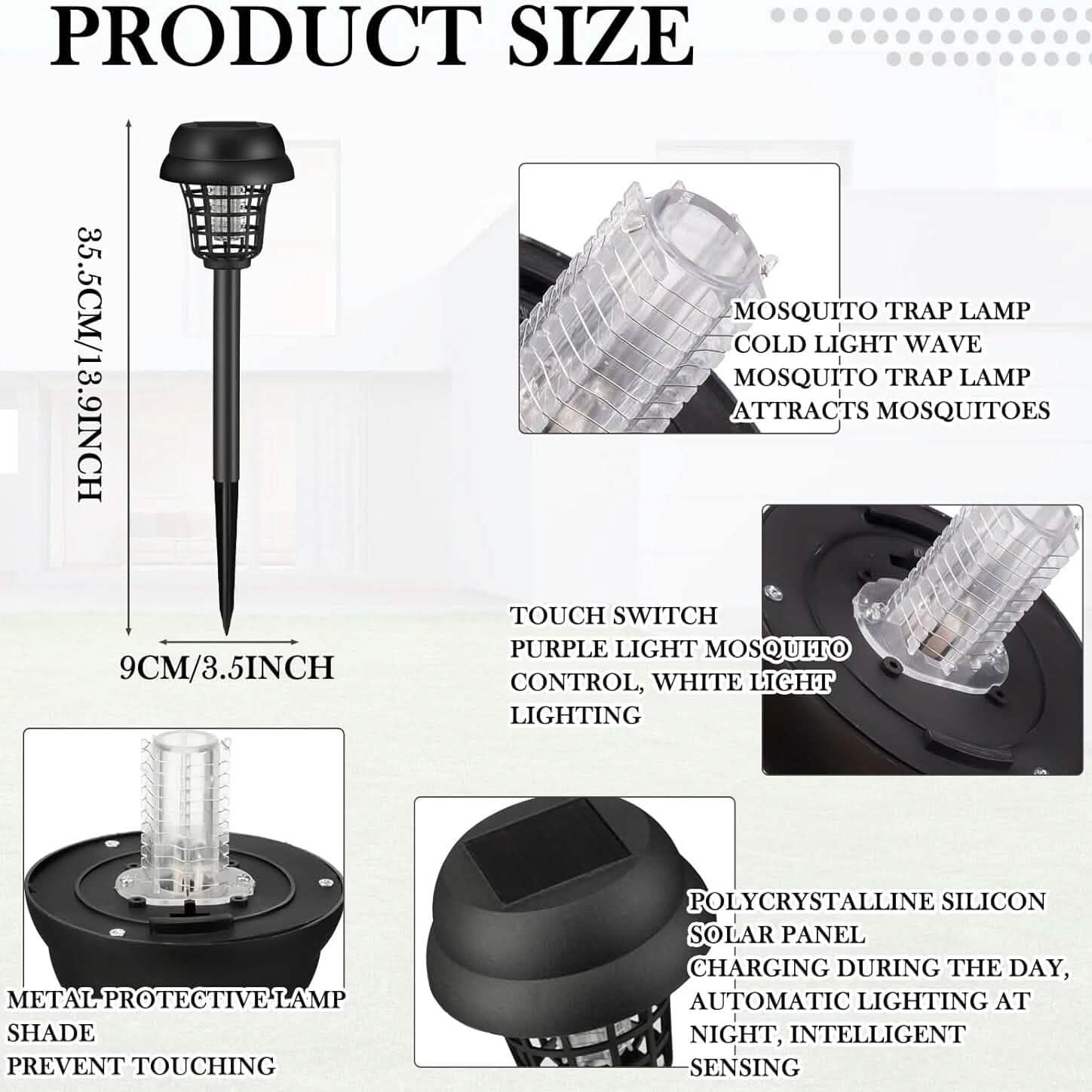 2 - Piece: Solar Waterproof Outdoor Bug and Mosquito Zapper - GJB PRODUCTS