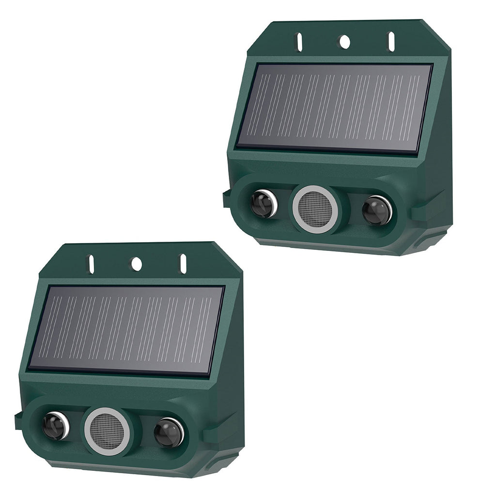 2-PK Solar Powered Motion Sensor Alarm Animal Repeller Day/Night With Strobe Light•129dB Siren•4 Modes•IP55 Waterproof•A Security Device For Yard, Farm, Garden or just Outdoor Security - GJB PRODUCTS