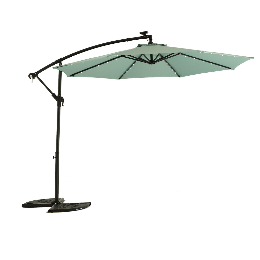 10ft Solar LED Offset Hanging Market Patio Umbrella ( khaki )(No Base) by Dropsure