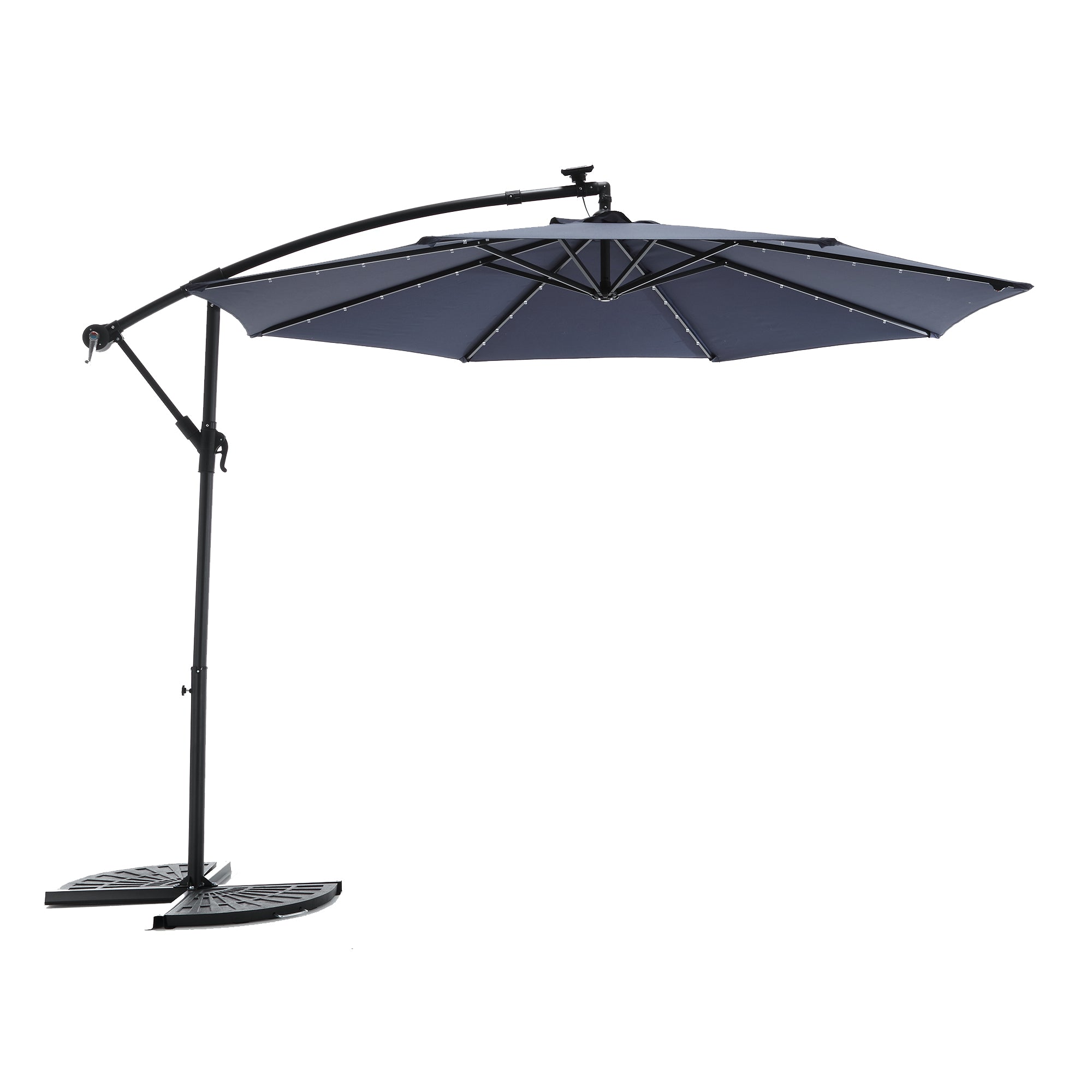10ft Solar LED Offset Hanging Market Patio Umbrella ( khaki )(No Base) by Dropsure