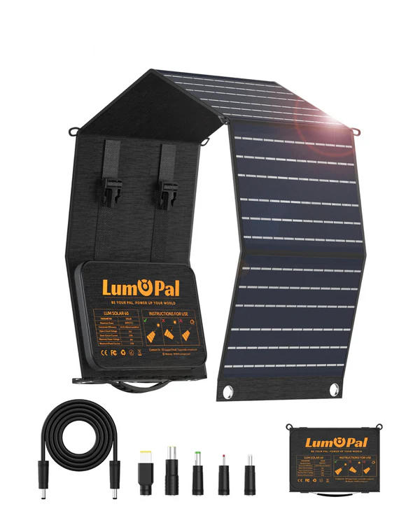 LUMOPAL: 60W Portable Foldable Waterproof Solar Panel, Black by Lumopal