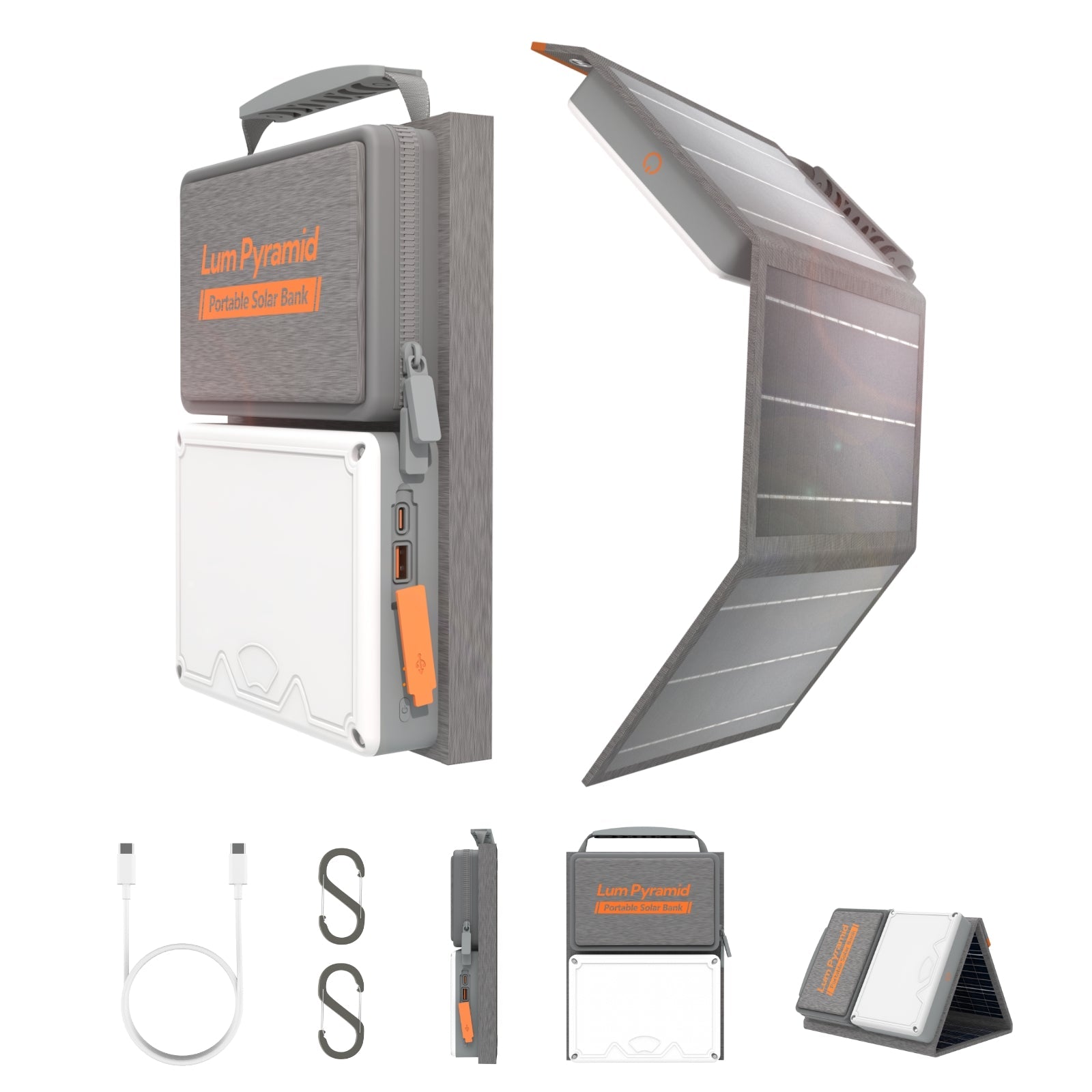 LUM PYRAMID: Portable 65W Solar Powered Generator (Gray) by Lumopal