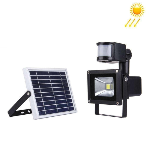 10W 900LM LED Infrared Motion Sensor Floodlight Lamp with Solar Panel by GJB PRODUCTS