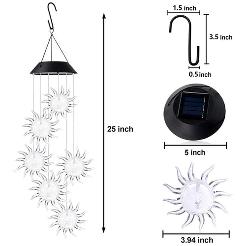 Low Voltage LED Sunflower Solar Wind Chimes Color Changing Outdoor by GJB PRODUCTS