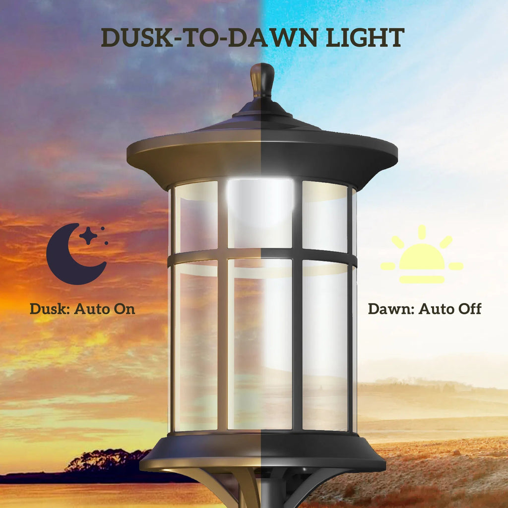 2Pack 6FT Outdoor Solar Powered Light Post•Cool White LED•Waterproof IP44•9” Anchors for Patio, Garden, Backyard, Pathway - GJB PRODUCTS