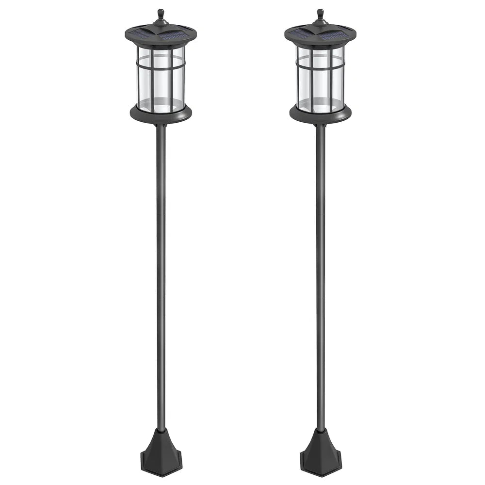 2Pack 6FT Outdoor Solar Powered Light Post•Cool White LED•Waterproof IP44•9” Anchors for Patio, Garden, Backyard, Pathway - GJB PRODUCTS