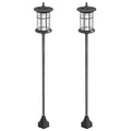 2Pack 6FT Outdoor Solar Powered Light Post•Cool White LED•Waterproof IP44•9” Anchors for Patio, Garden, Backyard, Pathway - GJB PRODUCTS