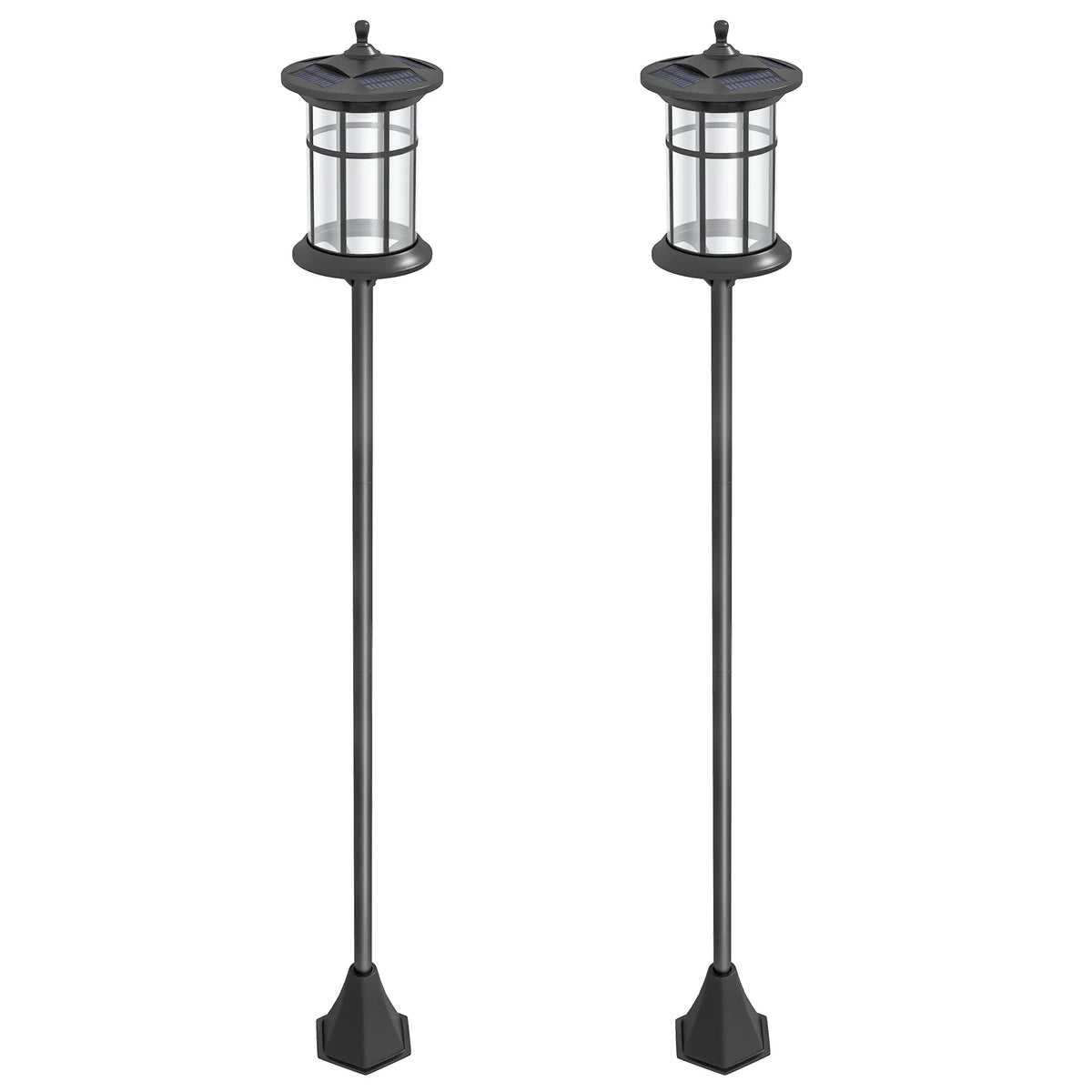 2Pack 6FT Outdoor Solar Powered Light Post•Cool White LED•Waterproof IP44•9” Anchors for Patio, Garden, Backyard, Pathway - GJB PRODUCTS