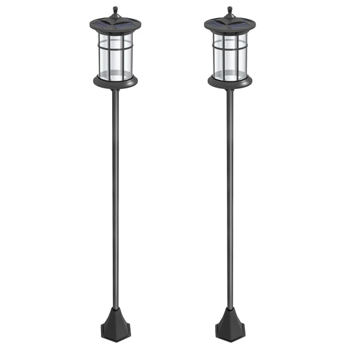 2Pack 6FT Outdoor Solar Powered Light Post•Cool White LED•Waterproof IP44•9” Anchors for Patio, Garden, Backyard, Pathway - GJB PRODUCTS