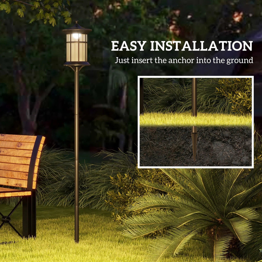2Pack 6FT Outdoor Solar Powered Light Post•Cool White LED•Waterproof IP44•9” Anchors for Patio, Garden, Backyard, Pathway - GJB PRODUCTS