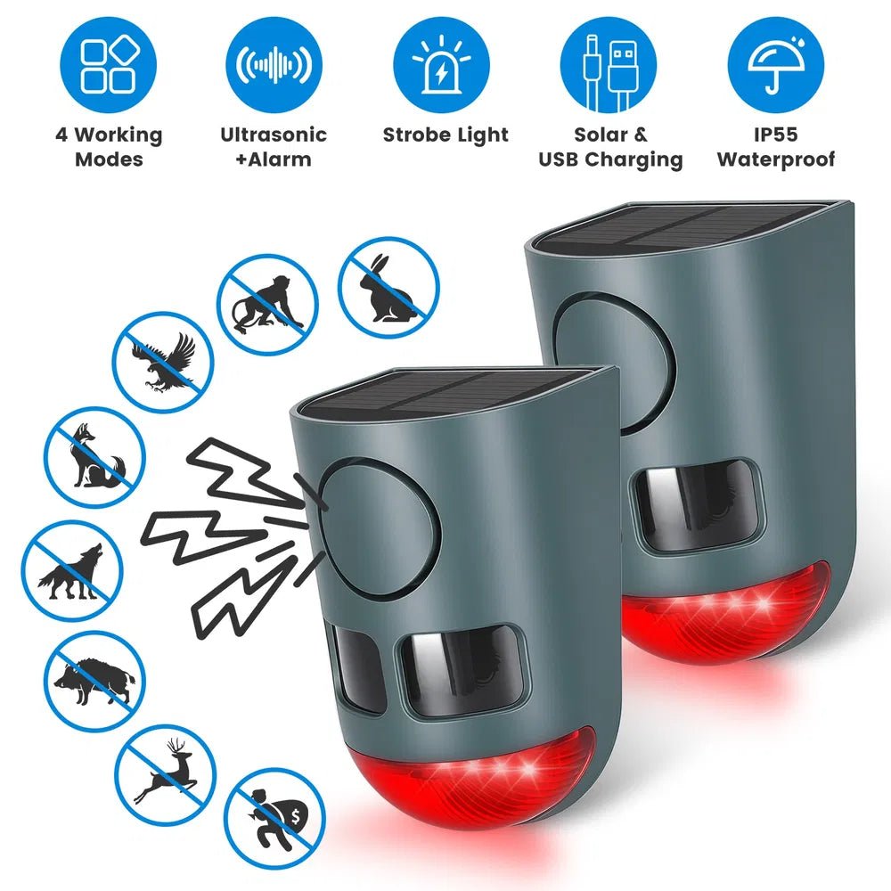 3-In-1 Ultrasonic Solar Animal Repeller Motion Activated Animal Repellent - GJB PRODUCTS