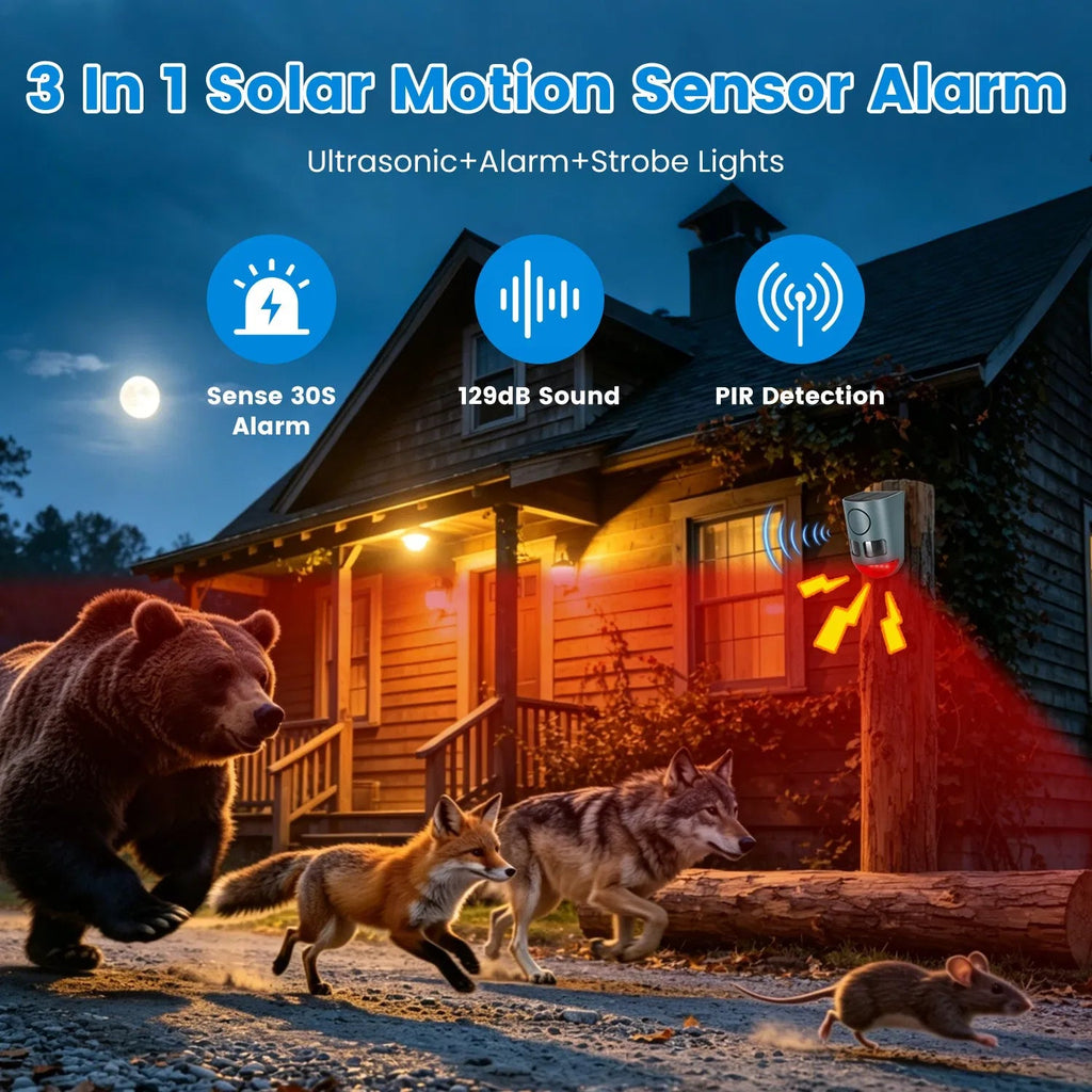 3-In-1 Ultrasonic Solar Animal Repeller Motion Activated Animal Repellent - GJB PRODUCTS