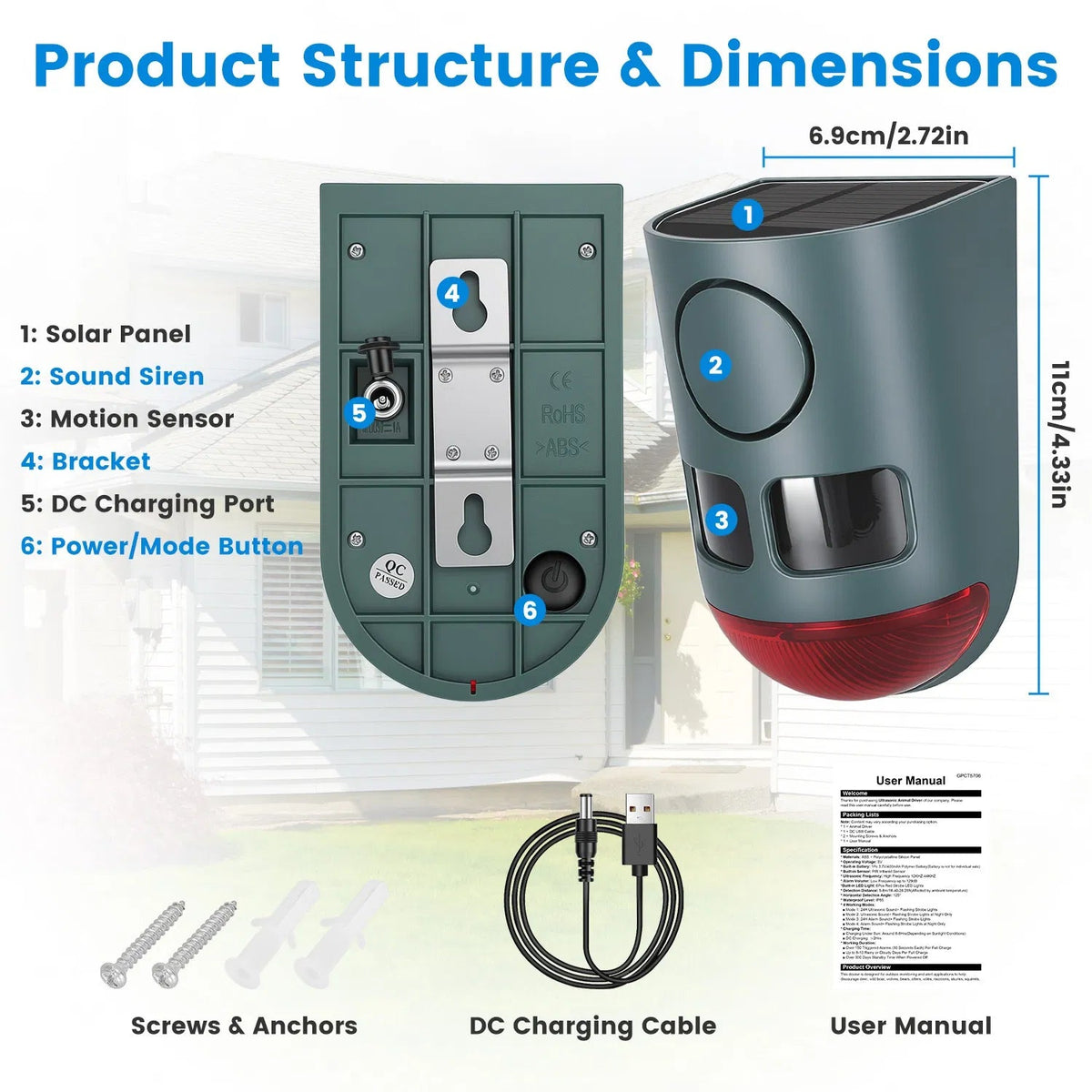 3-In-1 Ultrasonic Solar Animal Repeller Motion Activated Animal Repellent - GJB PRODUCTS
