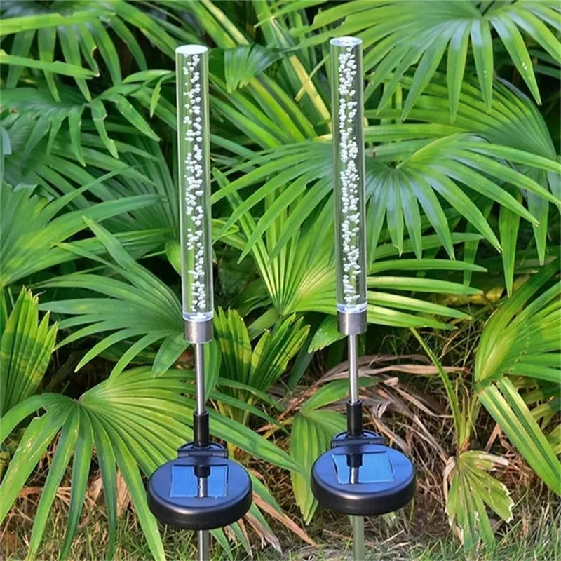 4/2/1PCS Solar Garden Lights Outdoor Solar Tube Lights Solar Acrylic Bubble Light Waterproof RGB Color Changing LED Solar Lights by Dropsure