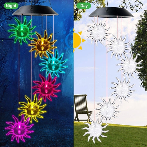 Low Voltage LED Sunflower Solar Wind Chimes Color Changing Outdoor by GJB PRODUCTS