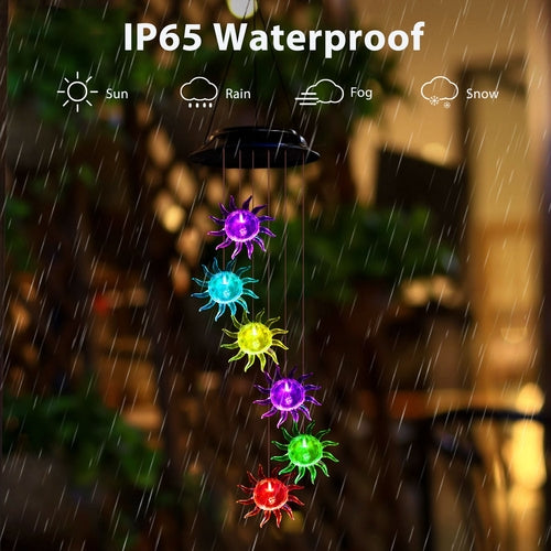 Low Voltage LED Sunflower Solar Wind Chimes Color Changing Outdoor by GJB PRODUCTS
