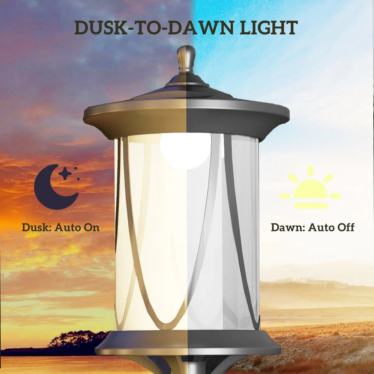 50” Solar Powered Light Post•Cool White LED •Waterproof IP44•9”•2 Mount Option/Sharp Anchors for Patio, Garden, Backyard, Pathway - GJB PRODUCTS