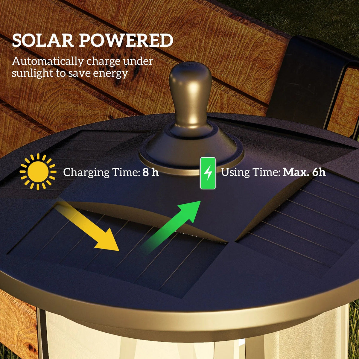 50” Solar Powered Light Post•Cool White LED •Waterproof IP44•9”•2 Mount Option/Sharp Anchors for Patio, Garden, Backyard, Pathway - GJB PRODUCTS