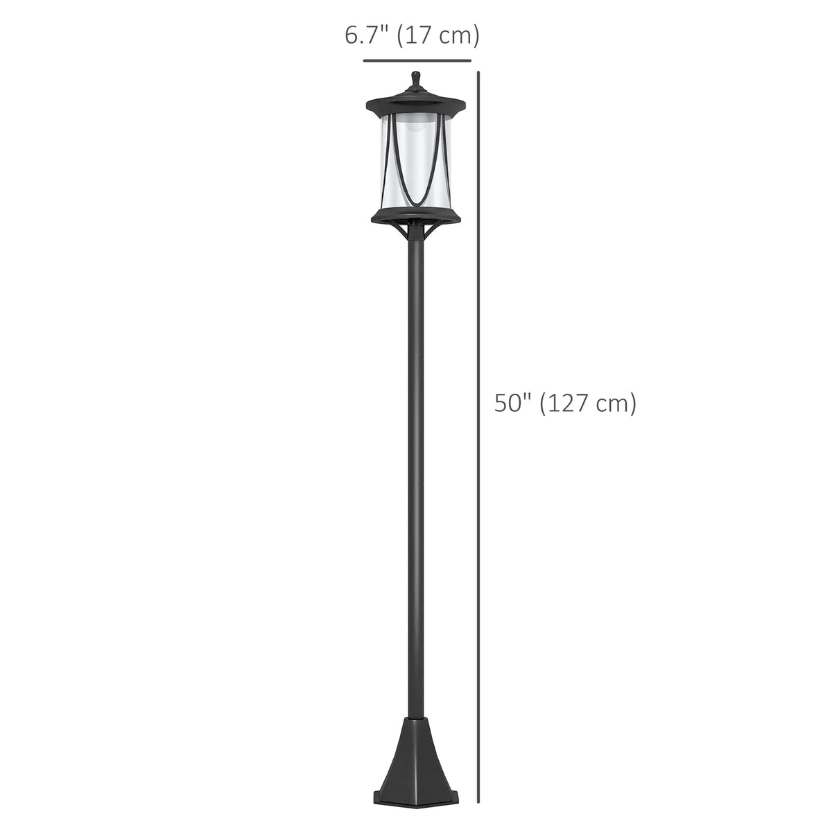 50” Solar Powered Light Post•Cool White LED •Waterproof IP44•9”•2 Mount Option/Sharp Anchors for Patio, Garden, Backyard, Pathway - GJB PRODUCTS