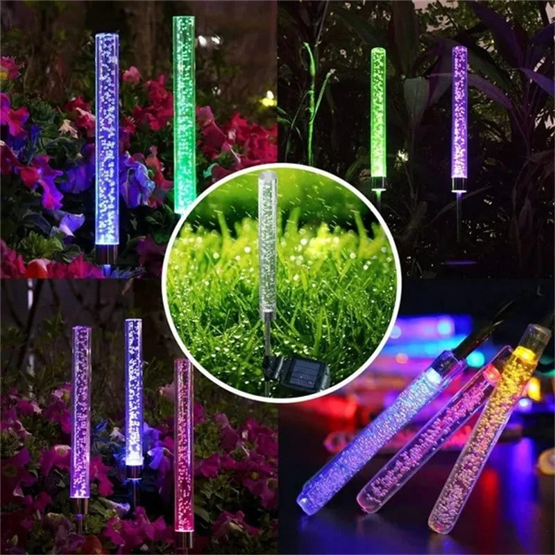 4/2/1PCS Solar Garden Lights Outdoor Solar Tube Lights Solar Acrylic Bubble Light Waterproof RGB Color Changing LED Solar Lights by Dropsure