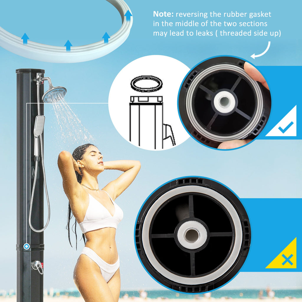 7' Outdoor Solar Heated Shower with 360 Rotating Rainfall Head - GJB PRODUCTS