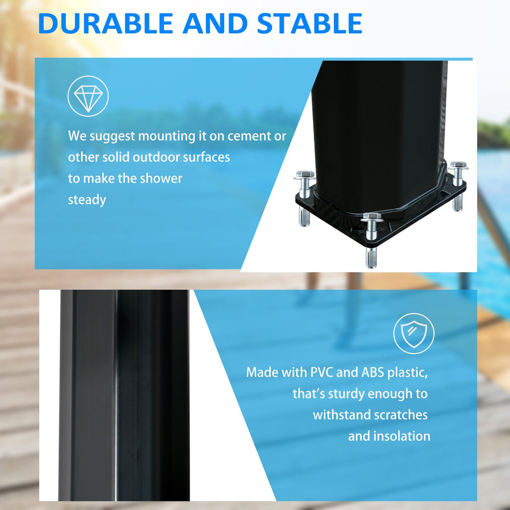 7' Outdoor Solar Heated Shower with 360 Rotating Rainfall Head - GJB PRODUCTS