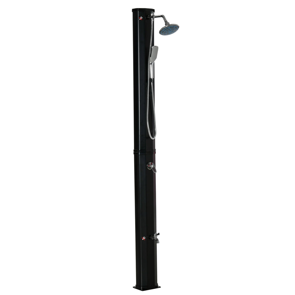 7' Outdoor Solar Heated Shower with 360 Rotating Rainfall Head - GJB PRODUCTS