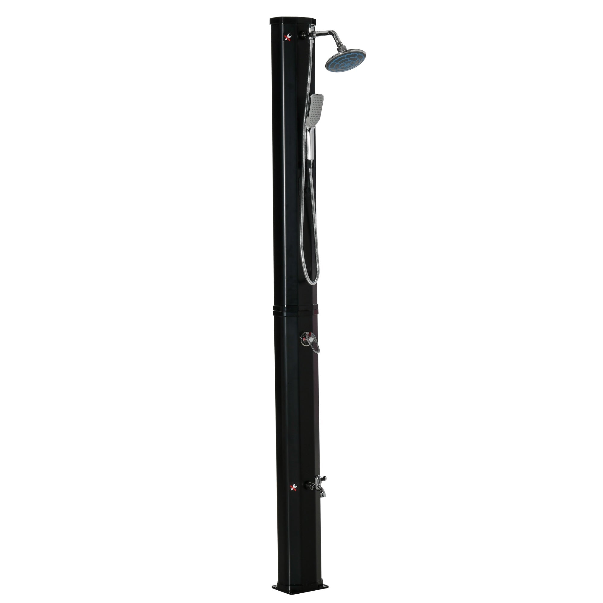7' Outdoor Solar Heated Shower with 360 Rotating Rainfall Head - GJB PRODUCTS