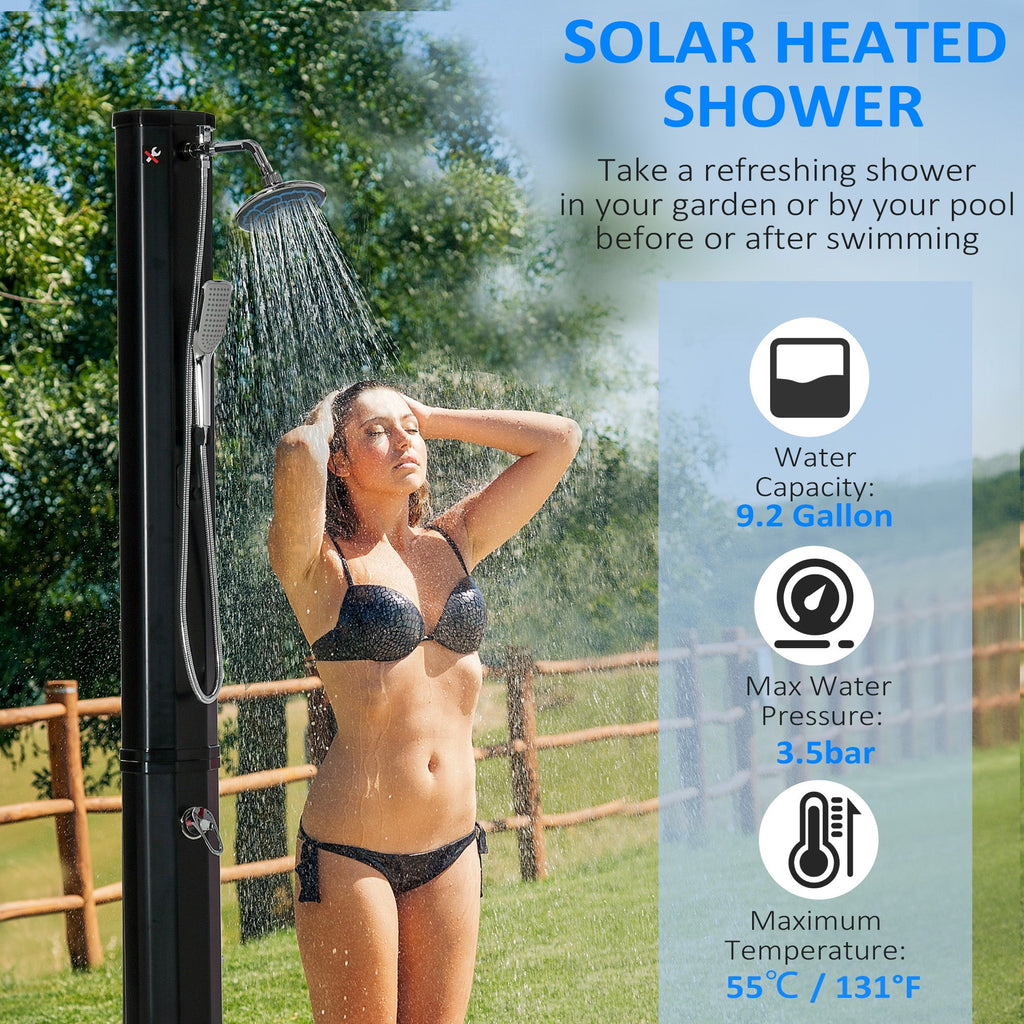 7' Outdoor Solar Heated Shower with 360 Rotating Rainfall Head - GJB PRODUCTS