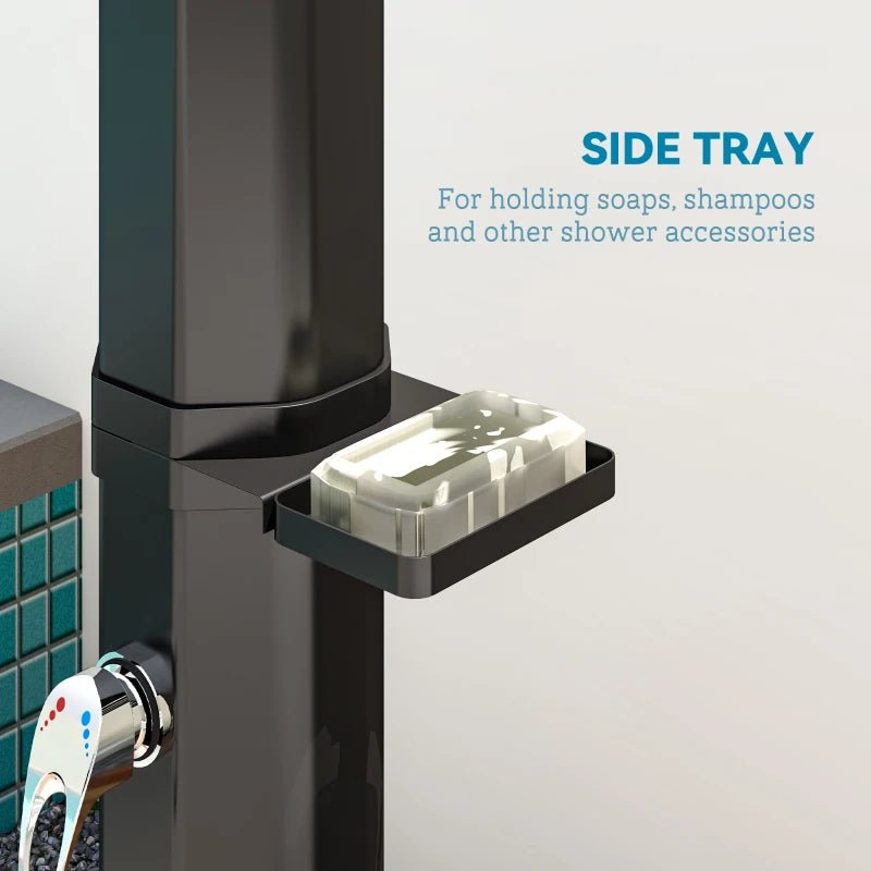 7Ft Solar Heated Outdoor Shower with Adjustable Faucet and Foot Tap - GJB PRODUCTS