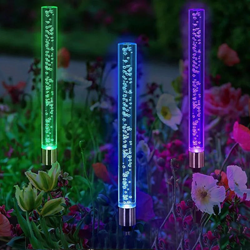 4/2/1PCS Solar Garden Lights Outdoor Solar Tube Lights Solar Acrylic Bubble Light Waterproof RGB Color Changing LED Solar Lights by Dropsure