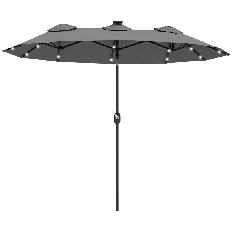 9.7’ Double - Sided Gray Solar Patio Umbrella with Tilt and Crank - GJB PRODUCTS