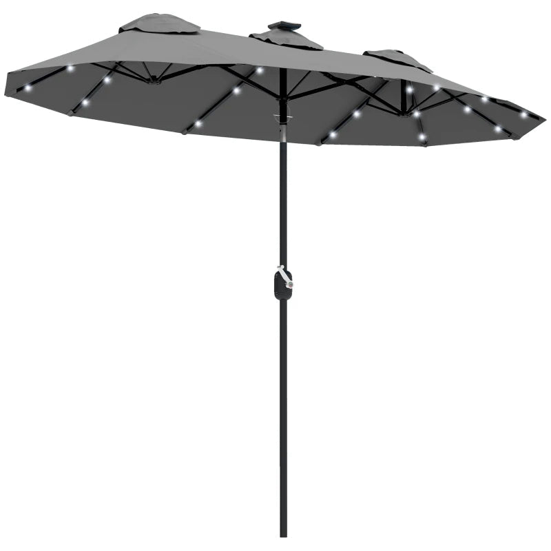 9.7’ Double - Sided Gray Solar Patio Umbrella with Tilt and Crank - GJB PRODUCTS