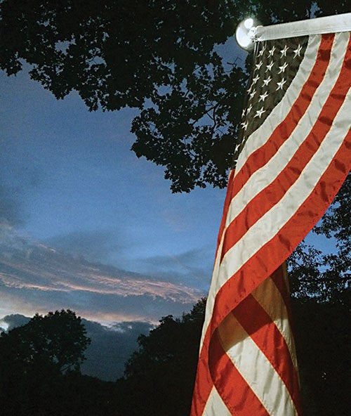 Illuminated Non Tangle Flagpole Kit w/ Flag, Adjustable Bracket, Aluminum Pole & Solar Light by Flagman of America