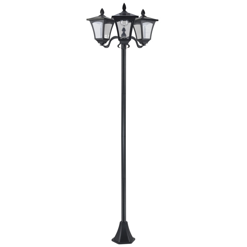 Outsunny 92.5" Outdoor Lamp Post Light, Solar-Powered Streetlight, w/ Clear Glass, Black by Dropsure