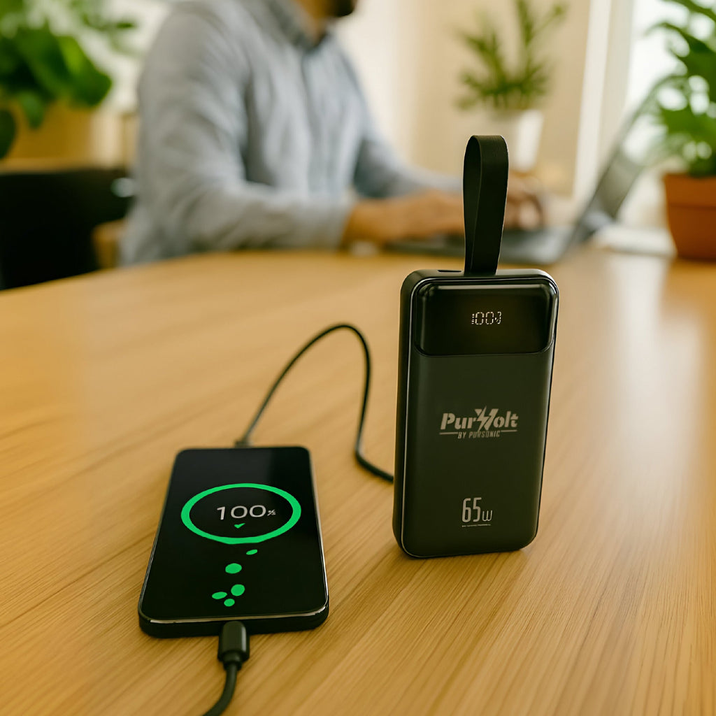 Pur⚡️Volt: Power Anywhere (2pack) Bundle – 40,000mAh Fast Power Bank + LED Fast Charging Power Bank with Built-in Cables by Pursonic