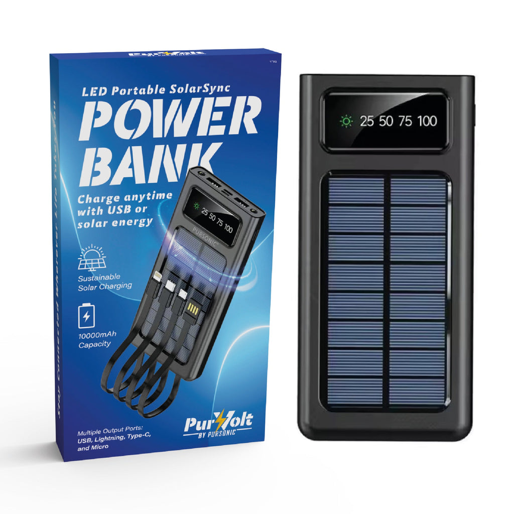 LED Portable Solarsync Power Bank – PoLED Portable Solarsync Power Bank – Power Anytime/Anywhere by Pursonic