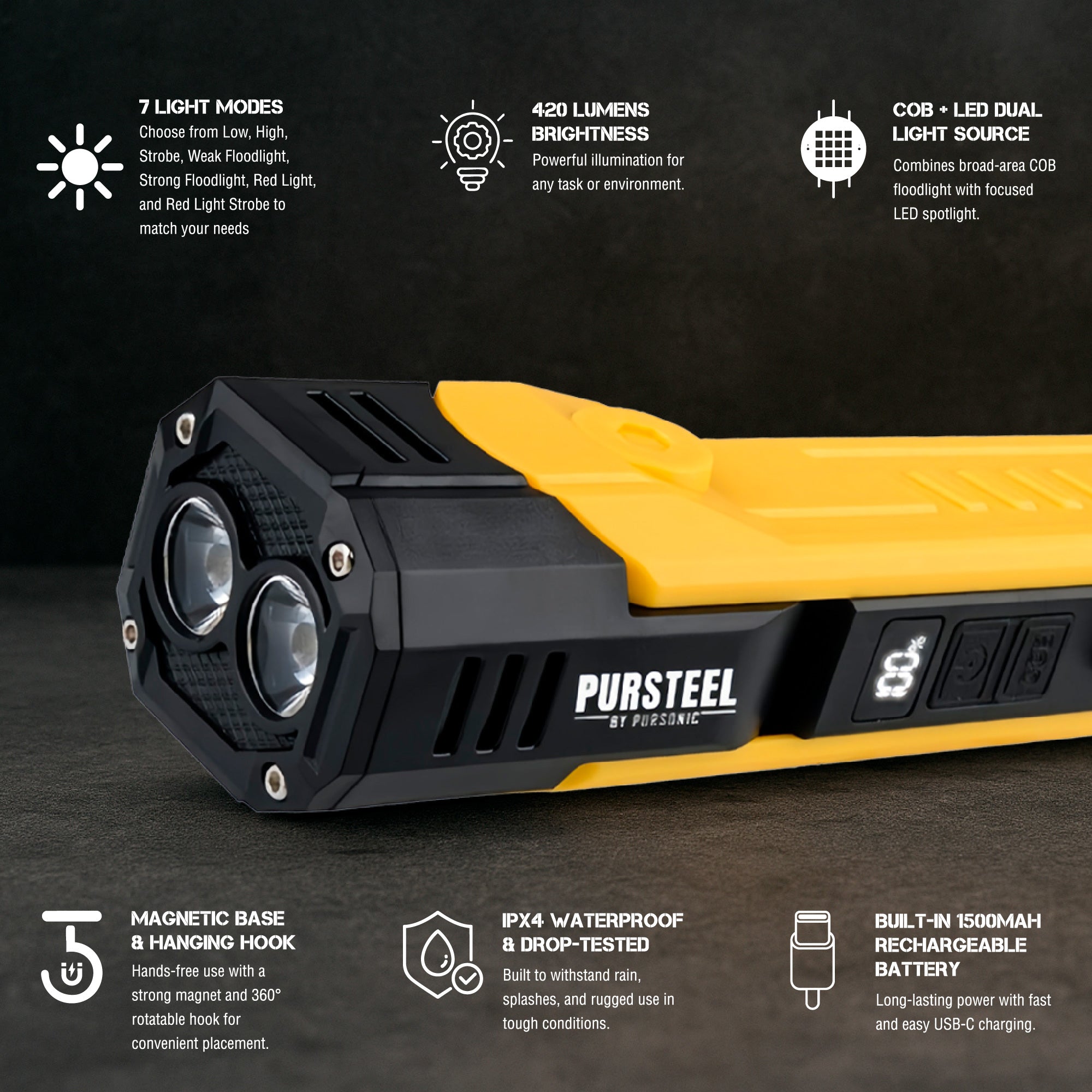 Emergency Prep Bundle: Pursonic 2-in-1 Ultra Bright Flashlight & Fast Charging Power Bank (10,000mAh) by Pursonic