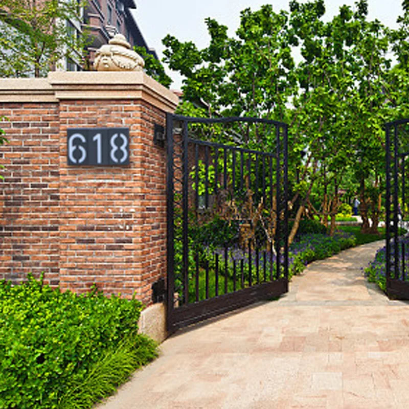 Solar Lights Black House Number LED Exterior Fence Lamps Apply To Villa Hotel Waterproof IP65 Solar Outdoor Porch Logo Light by CXWON Official Store