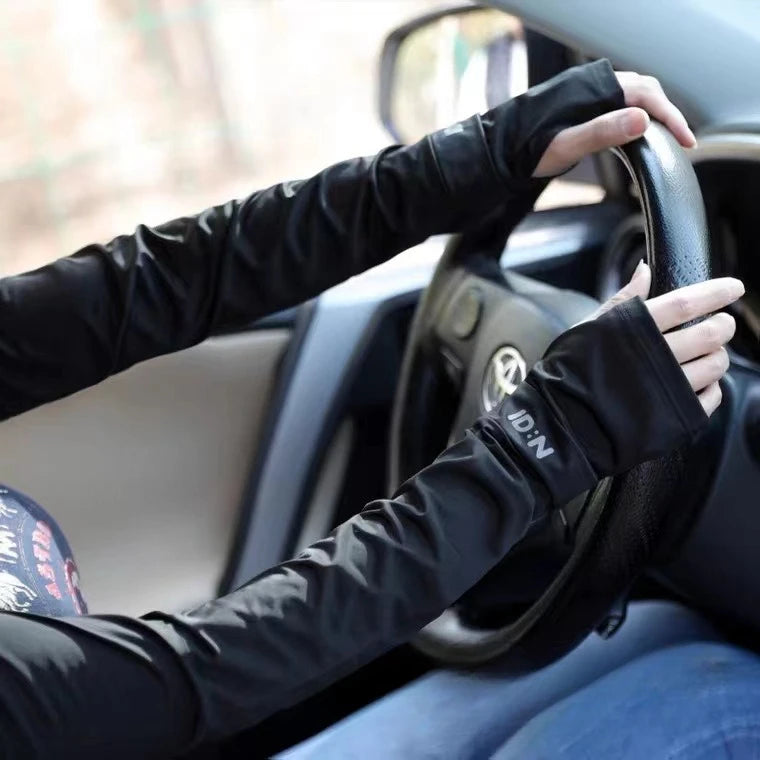 UV Solar Arm Sleeves Summer Ice Silk Elastic Arm Cover Woman Men Cycling Fingerless Gloves Cool Muff Driving Anti-Sunburn Sleeve by Trendy Only Store