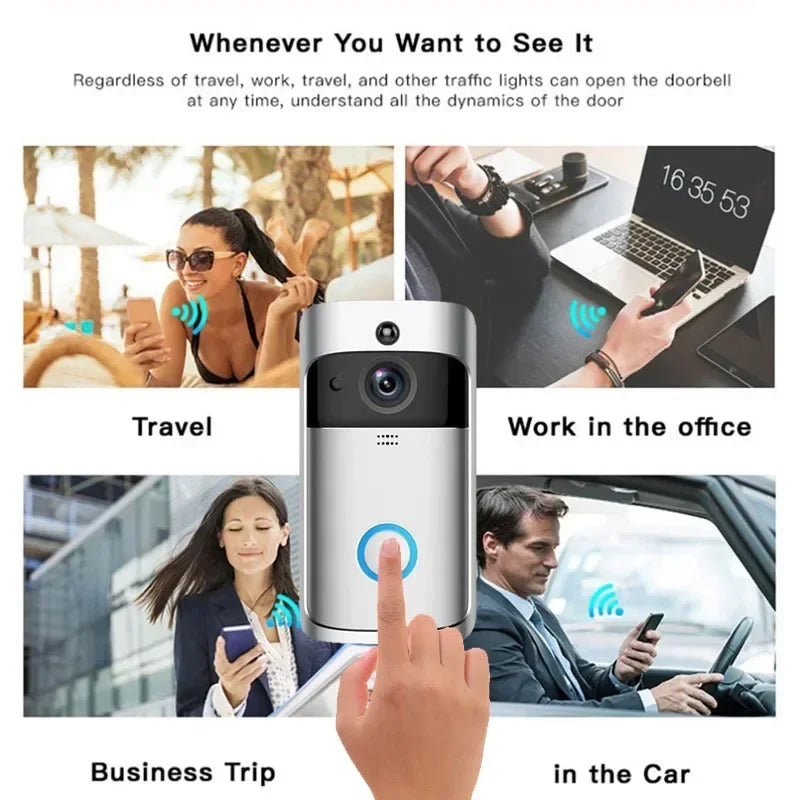 WiFi Video Doorbell Alarm Camera with HD. Wireless Remote Operated,Motion Detector and Night Vision by GJB PRODUCTS