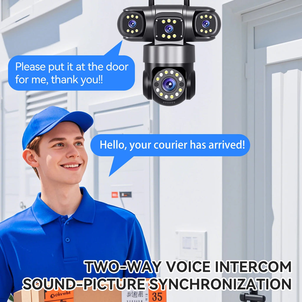 20MP WiFi Surveillance/Security Camera 10k with 4 Lens 4 Screens 16X Zoom CCTV with 360degree PTZ Auto Tracking by GJB PRODUCTS