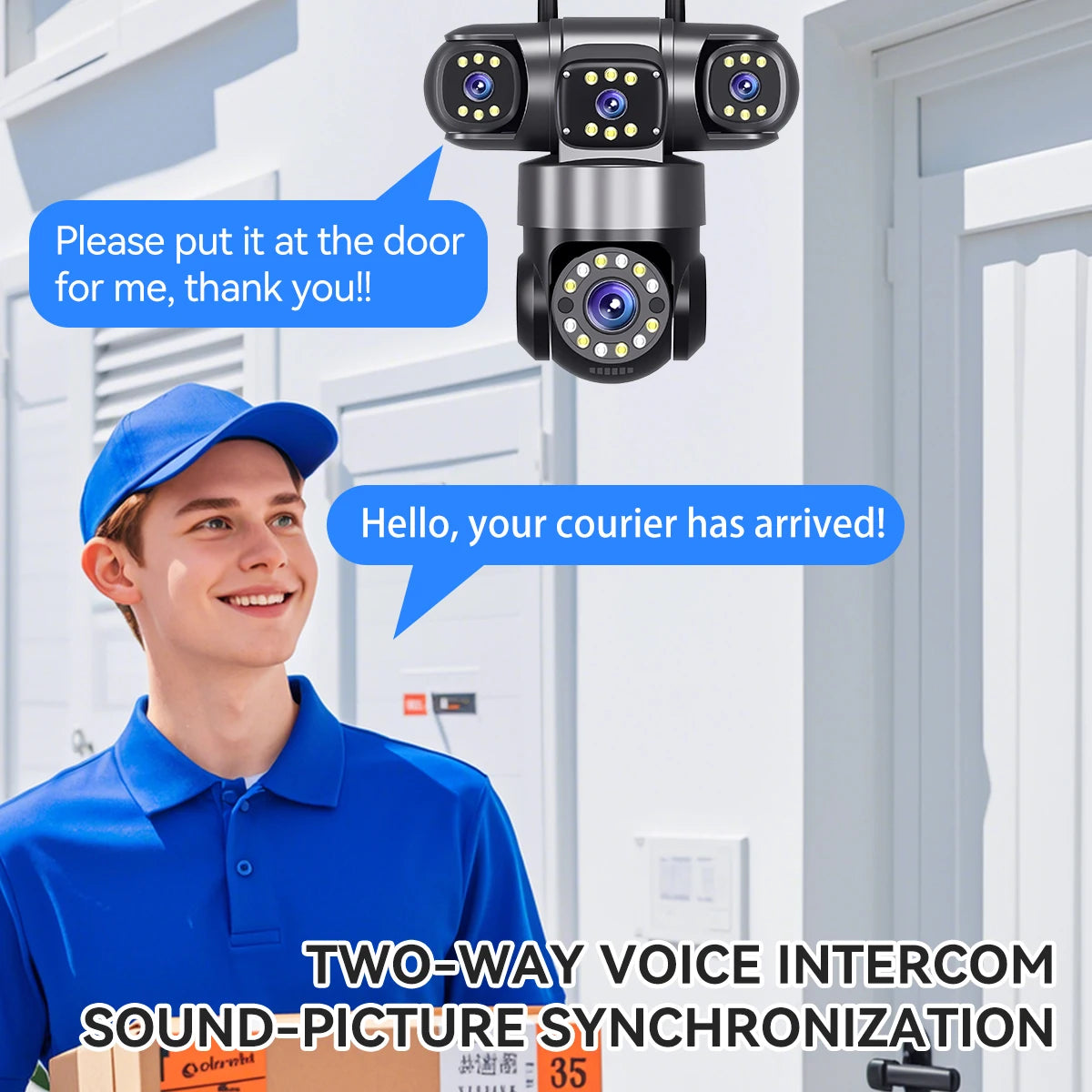 20MP WiFi Surveillance/Security Camera 10k with 4 Lens 4 Screens 16X Zoom CCTV with 360degree PTZ Auto Tracking by GJB PRODUCTS