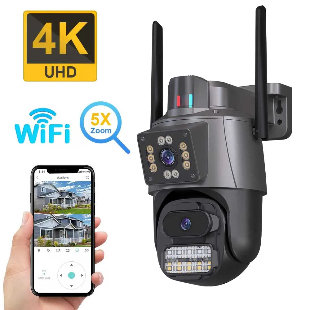 Surveillance/Security 4K 8MP PTZ WiFi Camera with Dual Screen Color Night Vision by GJB PRODUCTS