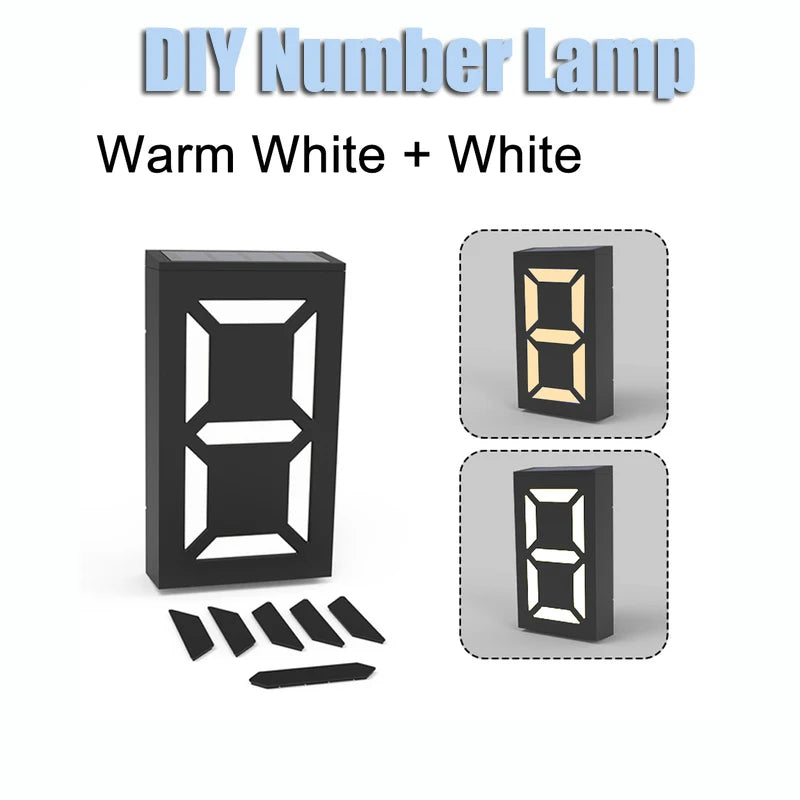 Solar Lights Black House Number LED Exterior Fence Lamps Apply To Villa Hotel Waterproof IP65 Solar Outdoor Porch Logo Light by CXWON Official Store